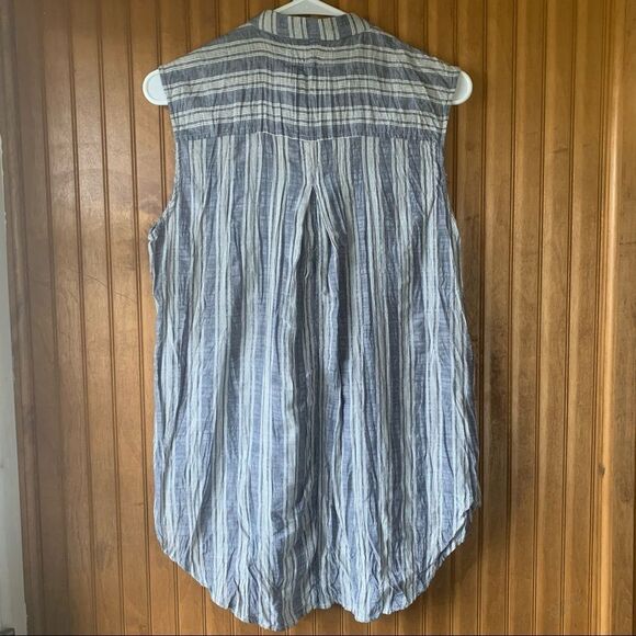 DEREK Lam 10 Crosby Striped Coastal Denim Silk Tank Top - Women Size Small - Picture 2 of 7